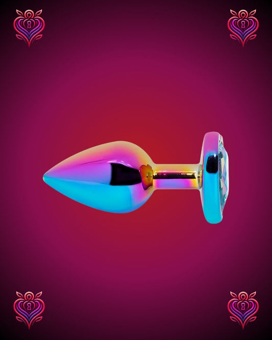 🌈Plug Anal Metálico Holográfico con Corazón💙