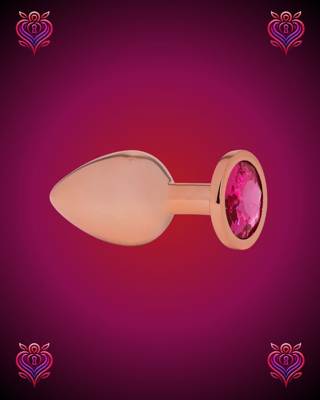 💖Plug Metálico Oro Rosa con Joya Rosada – Elegancia y Placer💎