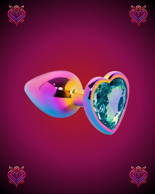 🌈Plug Anal Metálico Holográfico con Corazón💙