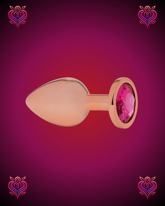 💖Plug Metálico Oro Rosa con Joya Rosada – Elegancia y Placer💎