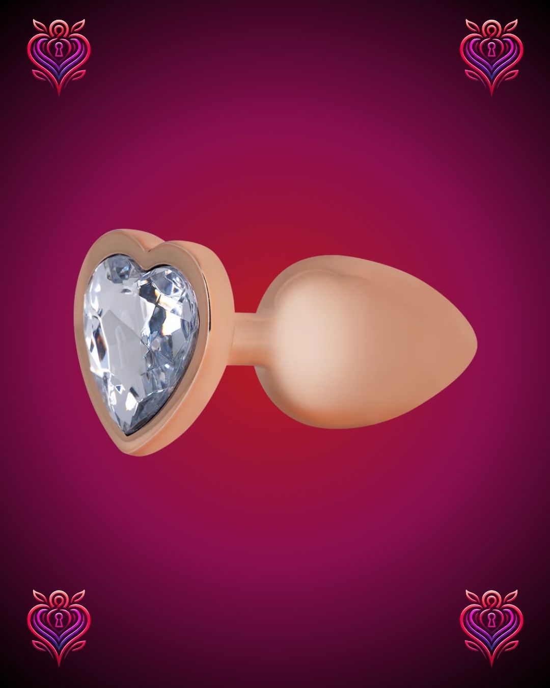 💛Plug Metálico Corazón Dorado con Joya Blanca🤍