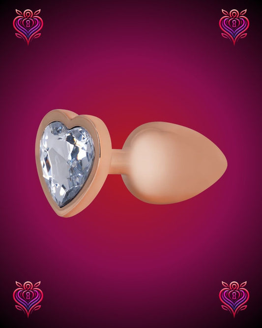 💛Plug Metálico Corazón Dorado con Joya Blanca🤍