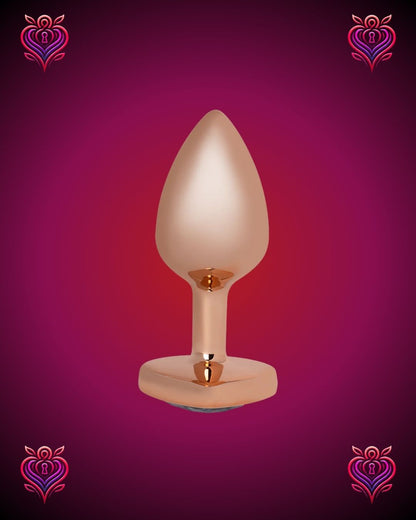 💛Plug Metálico Corazón Dorado con Joya Blanca🤍