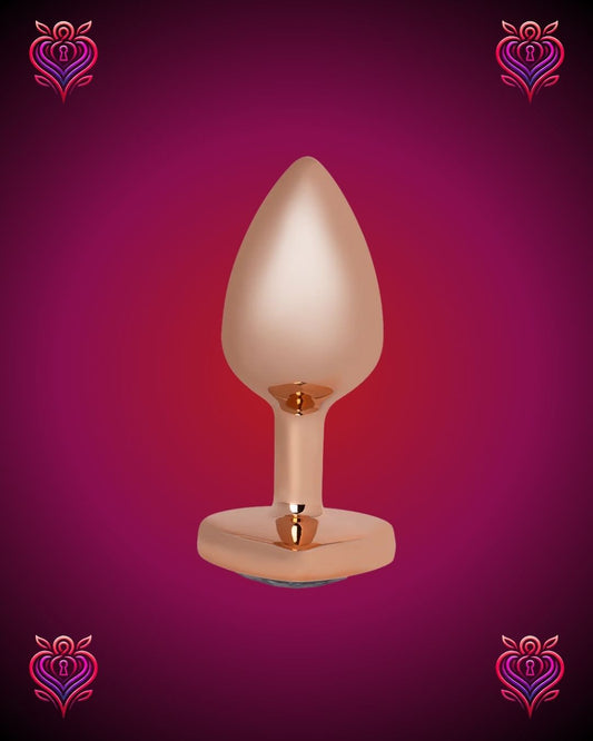 💛Plug Metálico Corazón Dorado con Joya Blanca🤍