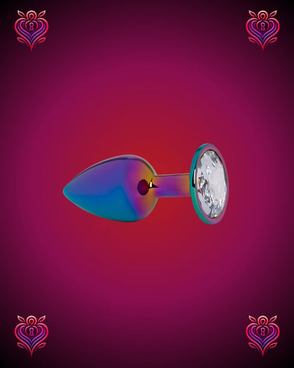 🌈Plug Metálico Holográfico con Joya Blanca💎