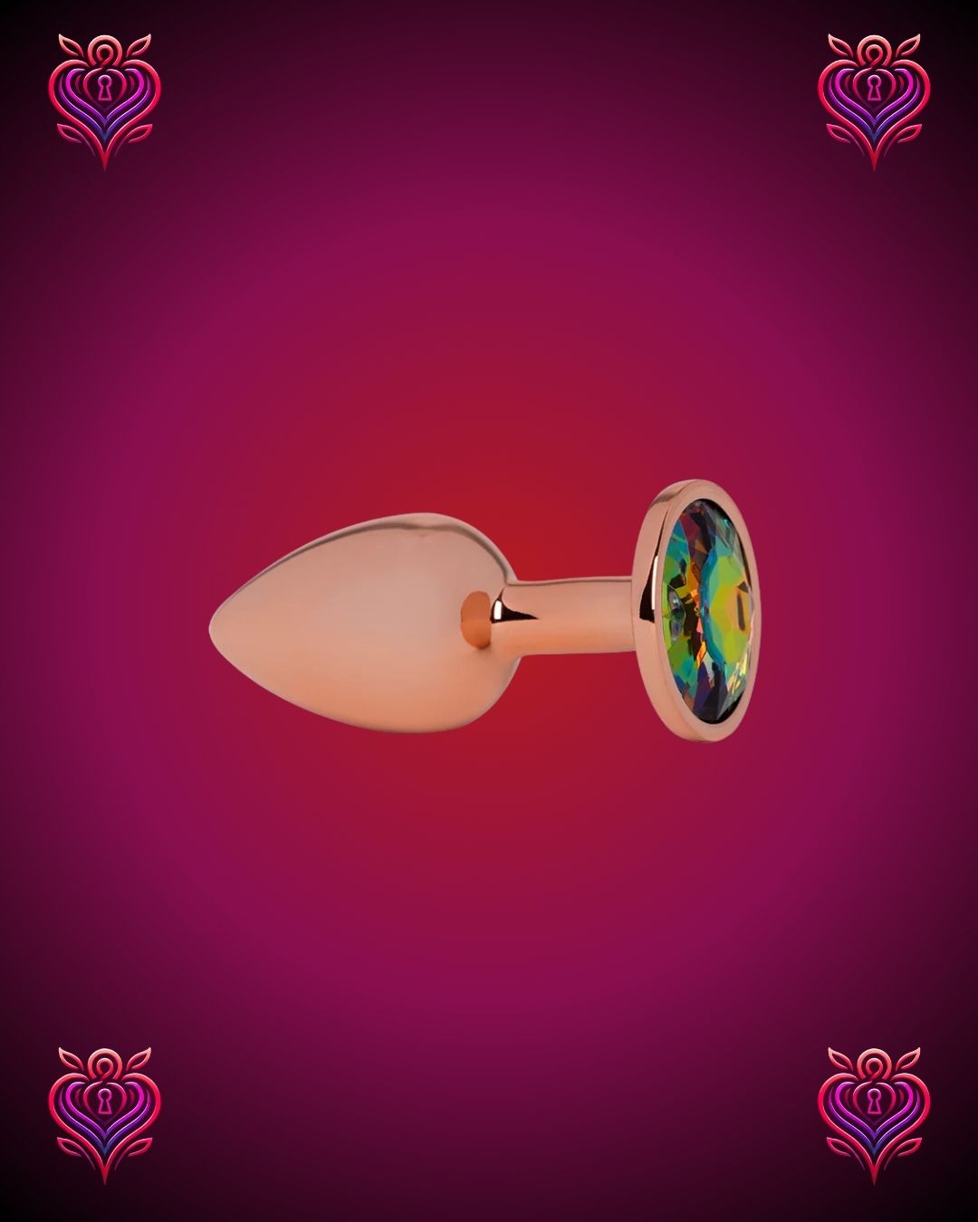 🌟Plug Metálico Oro Rosa con Joya Multicolor💎