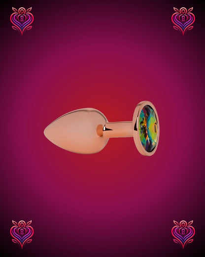 🌟Plug Metálico Oro Rosa con Joya Multicolor💎
